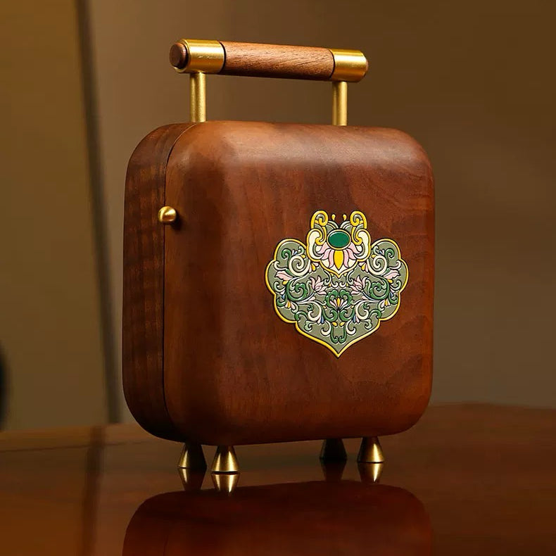 Celestia Portable Solid Walnut Jewelry Box