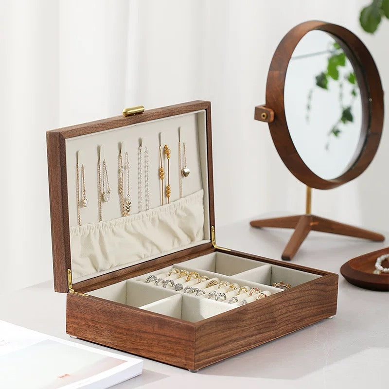 Patina Classic Two-Layer Walnut Jewelry Box with Drawers
