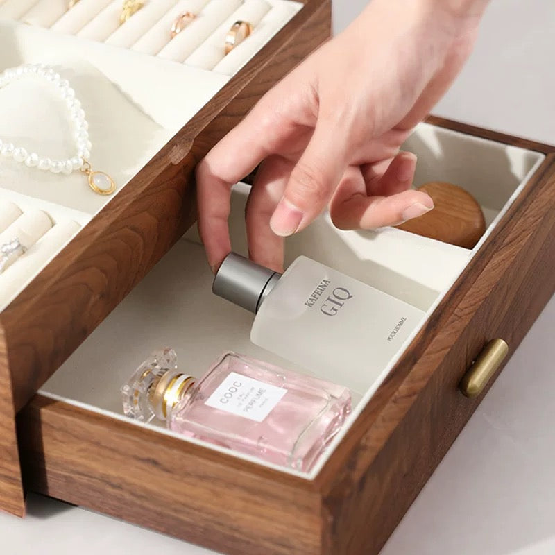 Patina Classic Two-Layer Walnut Jewelry Box with Drawers