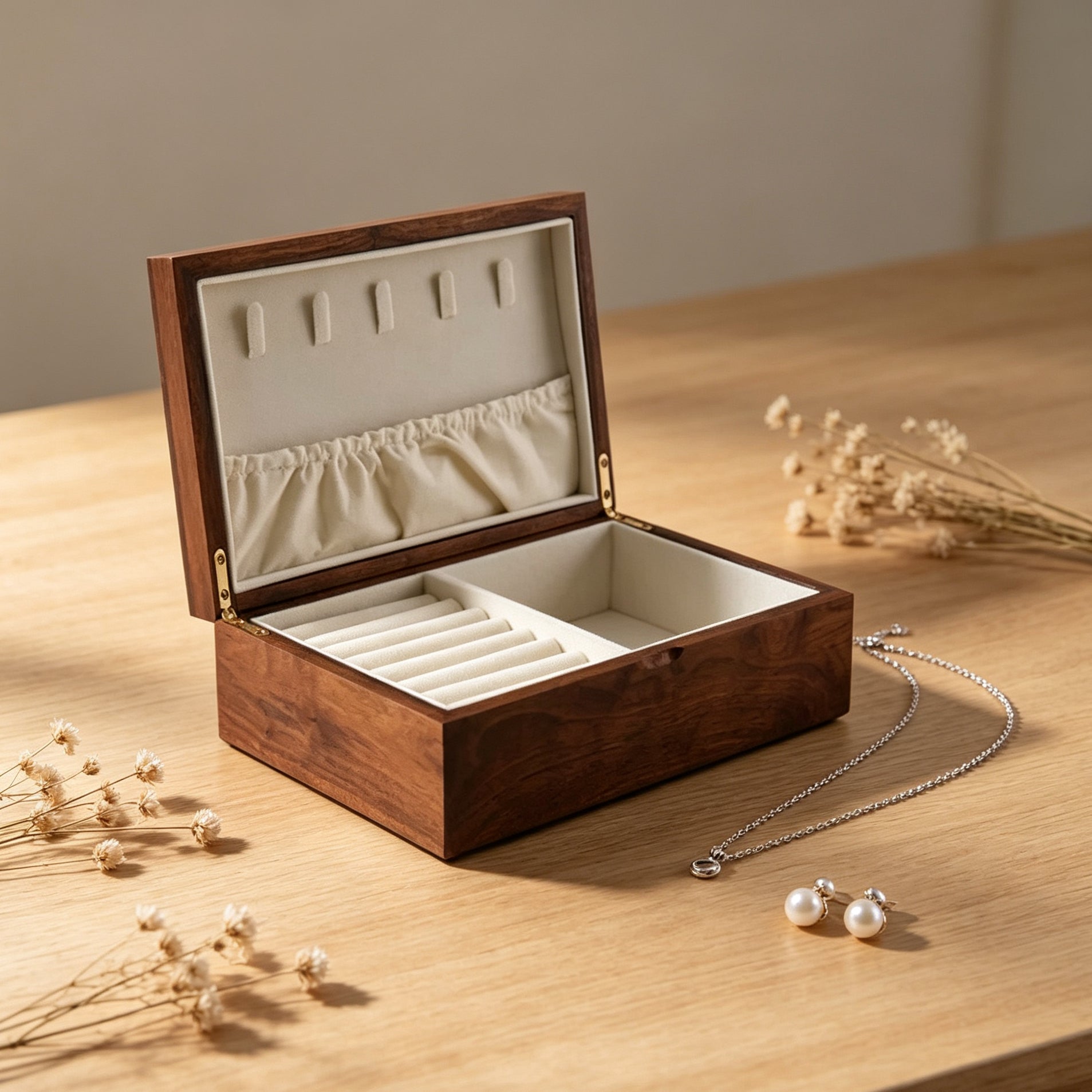 Patina Classic Two-Layer Walnut Jewelry Box with Drawers