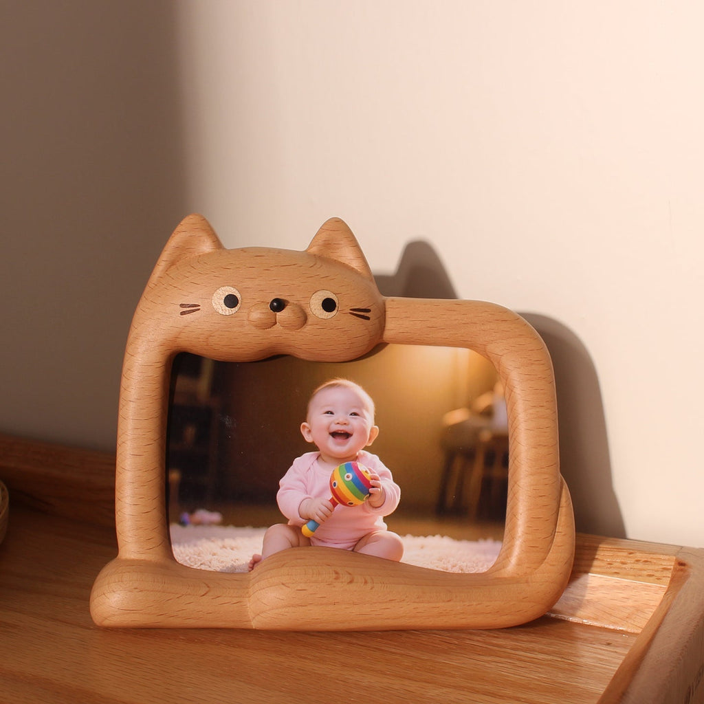 WhiskerPaws Wooden Cat Photo Frame