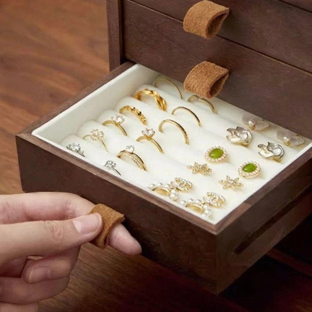 Lunelle Cat 6-Drawer Walnut Jewelry Organizer Box