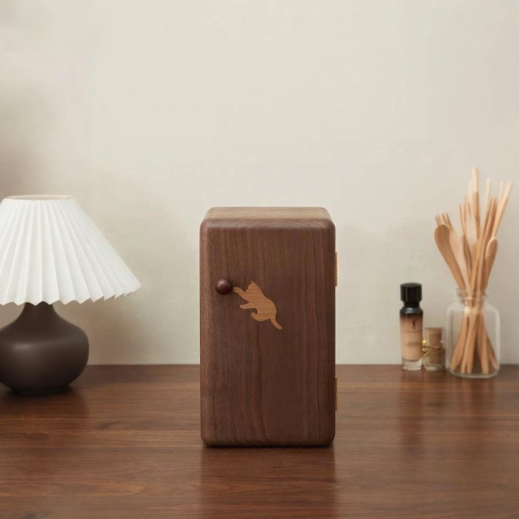Lunelle Cat 6-Drawer Walnut Jewelry Organizer Box