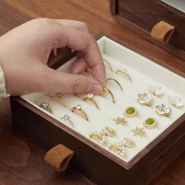 Lunelle Cat 6-Drawer Walnut Jewelry Organizer Box