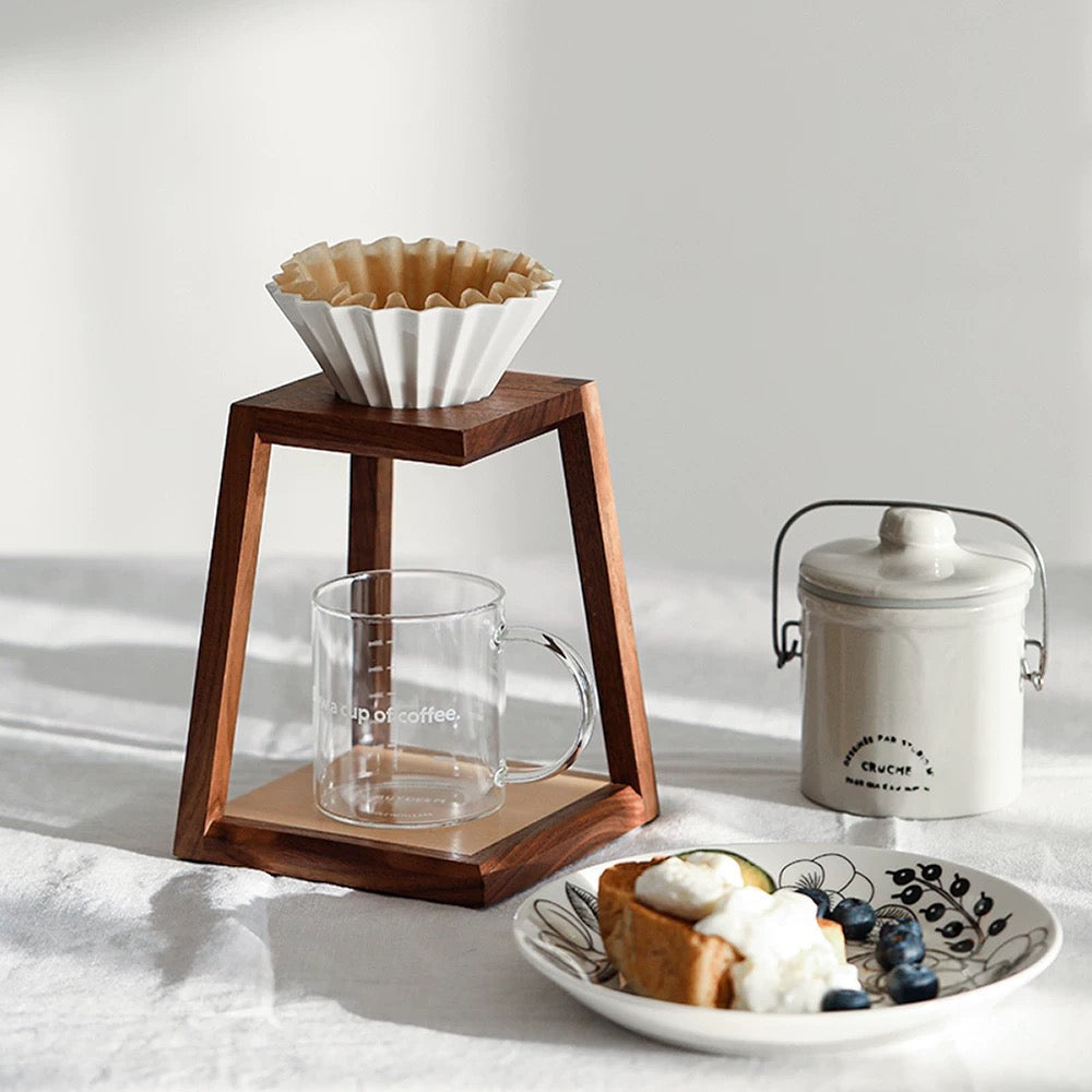 SlowPour Minimalist Walnut Pour-Over Coffee  Dripper Stand